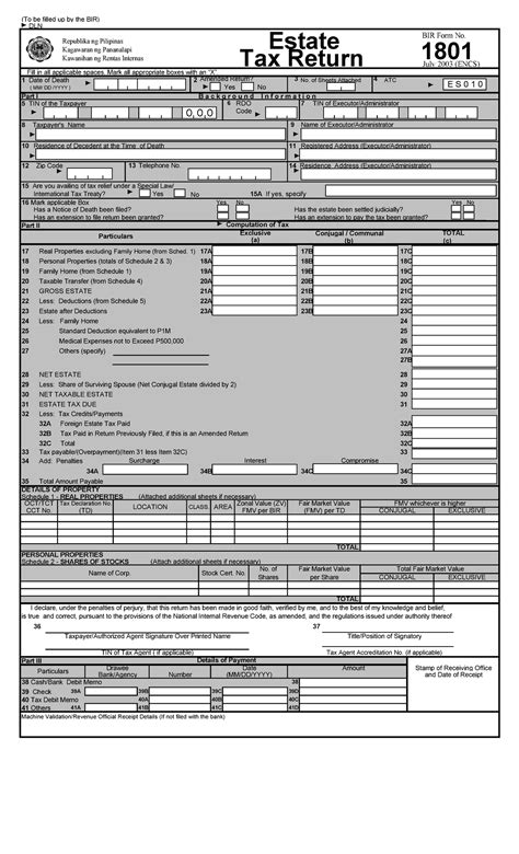 estate tax form bir|Estate Tax In The Philippines: An Overview .